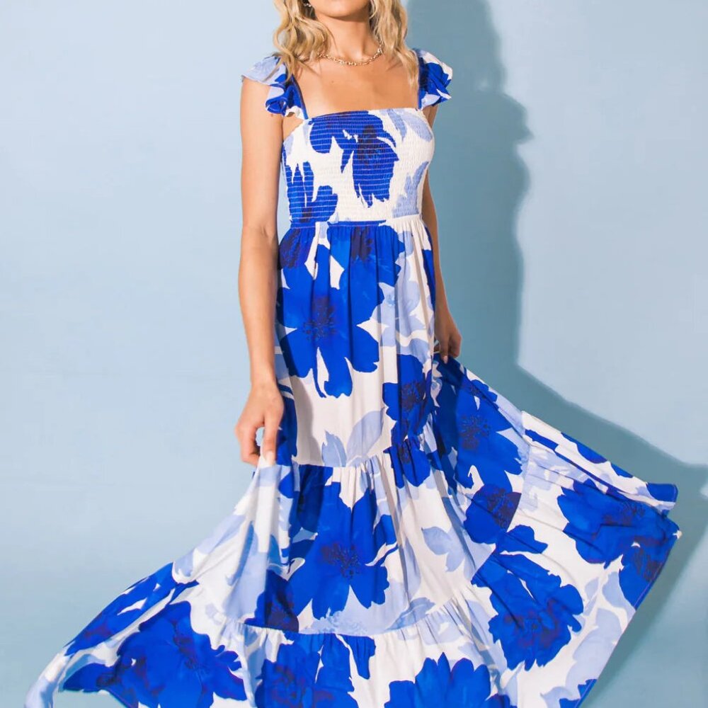 Feel Like Moving Maxi Dress-Blue